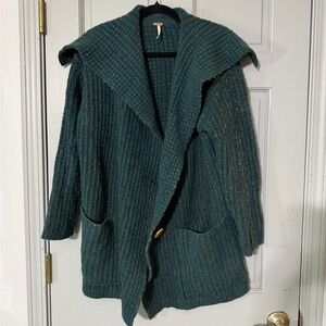 Free People Deep Green Textured Cardigan